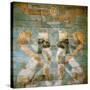 Two androcephalous sphinxes (or lions) under Ahura Mazda, deity of Zoroastrianism-null-Stretched Canvas
