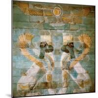 Two androcephalous sphinxes (or lions) under Ahura Mazda, deity of Zoroastrianism-null-Mounted Giclee Print