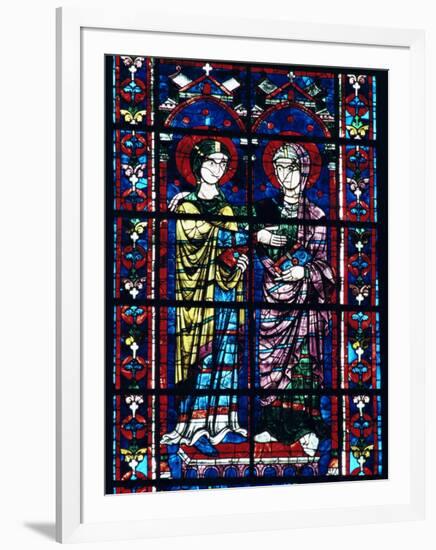 Two Angels in Stained Glass in the Central Choir, Chartres Cathedral, Chartres-Adam Woolfitt-Framed Photographic Print