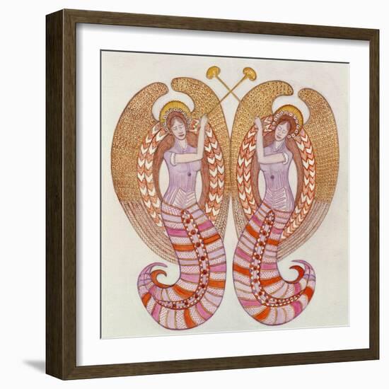 Two angels with trumpets, 1995-Gillian Lawson-Framed Giclee Print