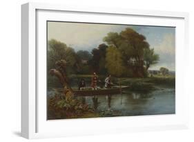 Two Anglers and a Bailiff in a Punt on a River Fishing for Bream with Landscape Beyond-Alexander F. Rolfe-Framed Giclee Print