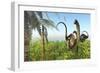 Two Apatosaurus Dinosaurs in a Lush Cretaceous Jungle-null-Framed Art Print