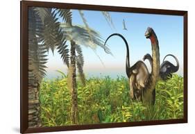 Two Apatosaurus Dinosaurs in a Lush Cretaceous Jungle-null-Framed Art Print
