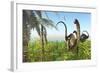 Two Apatosaurus Dinosaurs in a Lush Cretaceous Jungle-null-Framed Art Print