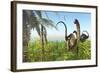 Two Apatosaurus Dinosaurs in a Lush Cretaceous Jungle-null-Framed Art Print