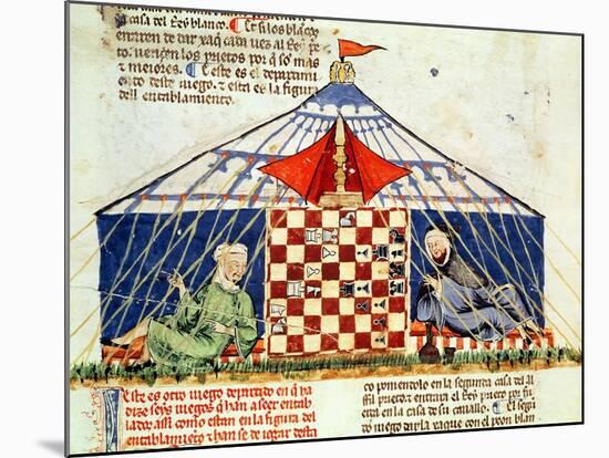 Two Arabs Playing Chess in a Tent, from the "Book of Games, Chess, Dice and Boards", 1282-null-Mounted Giclee Print