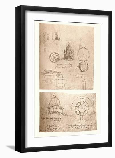 Two architectural drawings, c1472-c1519 (1883)-Leonardo Da Vinci-Framed Giclee Print