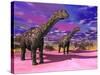 Two Argentinosaurus Dinosaurs in a Prehistoric Landscape-null-Stretched Canvas