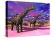 Two Argentinosaurus Dinosaurs in a Prehistoric Landscape-null-Stretched Canvas