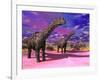 Two Argentinosaurus Dinosaurs in a Prehistoric Landscape-null-Framed Art Print