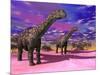 Two Argentinosaurus Dinosaurs in a Prehistoric Landscape-null-Mounted Art Print