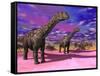 Two Argentinosaurus Dinosaurs in a Prehistoric Landscape-null-Framed Stretched Canvas