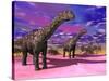 Two Argentinosaurus Dinosaurs in a Prehistoric Landscape-null-Stretched Canvas