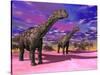 Two Argentinosaurus Dinosaurs in a Prehistoric Landscape-null-Stretched Canvas