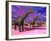 Two Argentinosaurus Dinosaurs in a Prehistoric Landscape-null-Framed Art Print