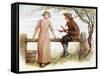 'Two at a stile' by Kate Greenaway-Kate Greenaway-Framed Stretched Canvas