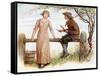 'Two at a stile' by Kate Greenaway-Kate Greenaway-Framed Stretched Canvas