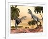 Two Aucasaurus Dinosaurs Fighting in Desert-null-Framed Art Print