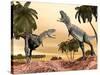 Two Aucasaurus Dinosaurs Fighting in Desert-null-Stretched Canvas