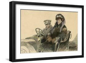 Two Austrian Motorists-null-Framed Art Print