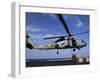 Two Aviation Ordnancemen Connect Transport Cables to a SH-60B Helicopter-Stocktrek Images-Framed Photographic Print