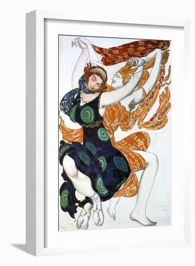 Two Bacchantes, Costume Design for a Ballets Russes Production of Tcherepnin's Narcisse, 1911-Leon Bakst-Framed Premium Giclee Print