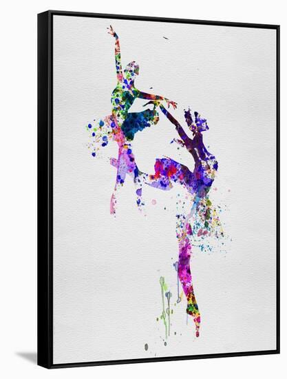 Two Ballerinas Dance Watercolor-Irina March-Framed Stretched Canvas