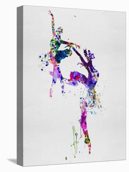 Two Ballerinas Dance Watercolor-Irina March-Stretched Canvas