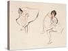 Two Ballerinas, Holding Their Ankles Wearing Ballet Skirts-Isobel Lilian Gloag-Stretched Canvas