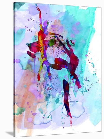 Two Ballerinas Watercolor 1-Irina March-Stretched Canvas