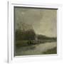 Two Barges Along the Shore of a Barge Canal-Anton Mauve-Framed Art Print