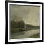 Two Barges Along the Shore of a Barge Canal-Anton Mauve-Framed Art Print