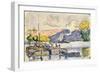 Two Barges, Boat, and Tugboat in Samois, C1900-Paul Signac-Framed Giclee Print