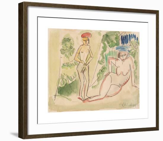 Two Bathers Near the Woods-Ernst Ludwig Kirchner-Framed Premium Giclee Print