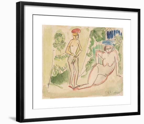 Two Bathers Near the Woods-Ernst Ludwig Kirchner-Framed Premium Giclee Print