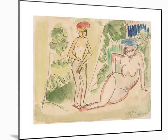Two Bathers Near the Woods-Ernst Ludwig Kirchner-Mounted Premium Giclee Print