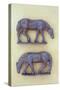 Two Battered Lead Models of Grazing Horses Lying-Den Reader-Stretched Canvas