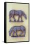 Two Battered Lead Models of Grazing Horses Lying-Den Reader-Framed Stretched Canvas