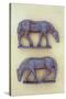 Two Battered Lead Models of Grazing Horses Lying-Den Reader-Stretched Canvas