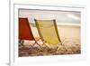 Two Beach Chairs with Spanish Coast in the Background in Plage Des Casernes, France-Axel Brunst-Framed Photographic Print