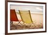 Two Beach Chairs with Spanish Coast in the Background in Plage Des Casernes, France-Axel Brunst-Framed Photographic Print