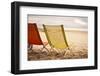 Two Beach Chairs with Spanish Coast in the Background in Plage Des Casernes, France-Axel Brunst-Framed Photographic Print