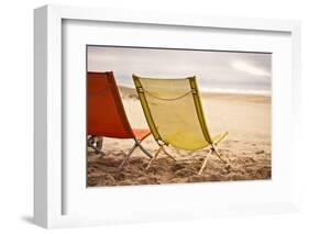 Two Beach Chairs with Spanish Coast in the Background in Plage Des Casernes, France-Axel Brunst-Framed Photographic Print