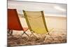 Two Beach Chairs with Spanish Coast in the Background in Plage Des Casernes, France-Axel Brunst-Mounted Photographic Print