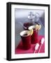 Two Beakers of Fruit Tea with Lemon Wedges, Sugar Sticks-Anita Oberhauser-Framed Photographic Print