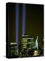 Two Beams of Light Light up the Sky Above Manhattan from Near the Site of the World Trade Center-null-Stretched Canvas