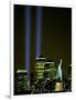 Two Beams of Light Light up the Sky Above Manhattan from Near the Site of the World Trade Center-null-Framed Photographic Print