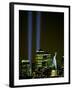 Two Beams of Light Light up the Sky Above Manhattan from Near the Site of the World Trade Center-null-Framed Photographic Print