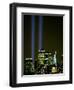 Two Beams of Light Light up the Sky Above Manhattan from Near the Site of the World Trade Center-null-Framed Photographic Print
