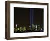 Two Beams of Light Light up the Sky Above Manhattan-null-Framed Photographic Print